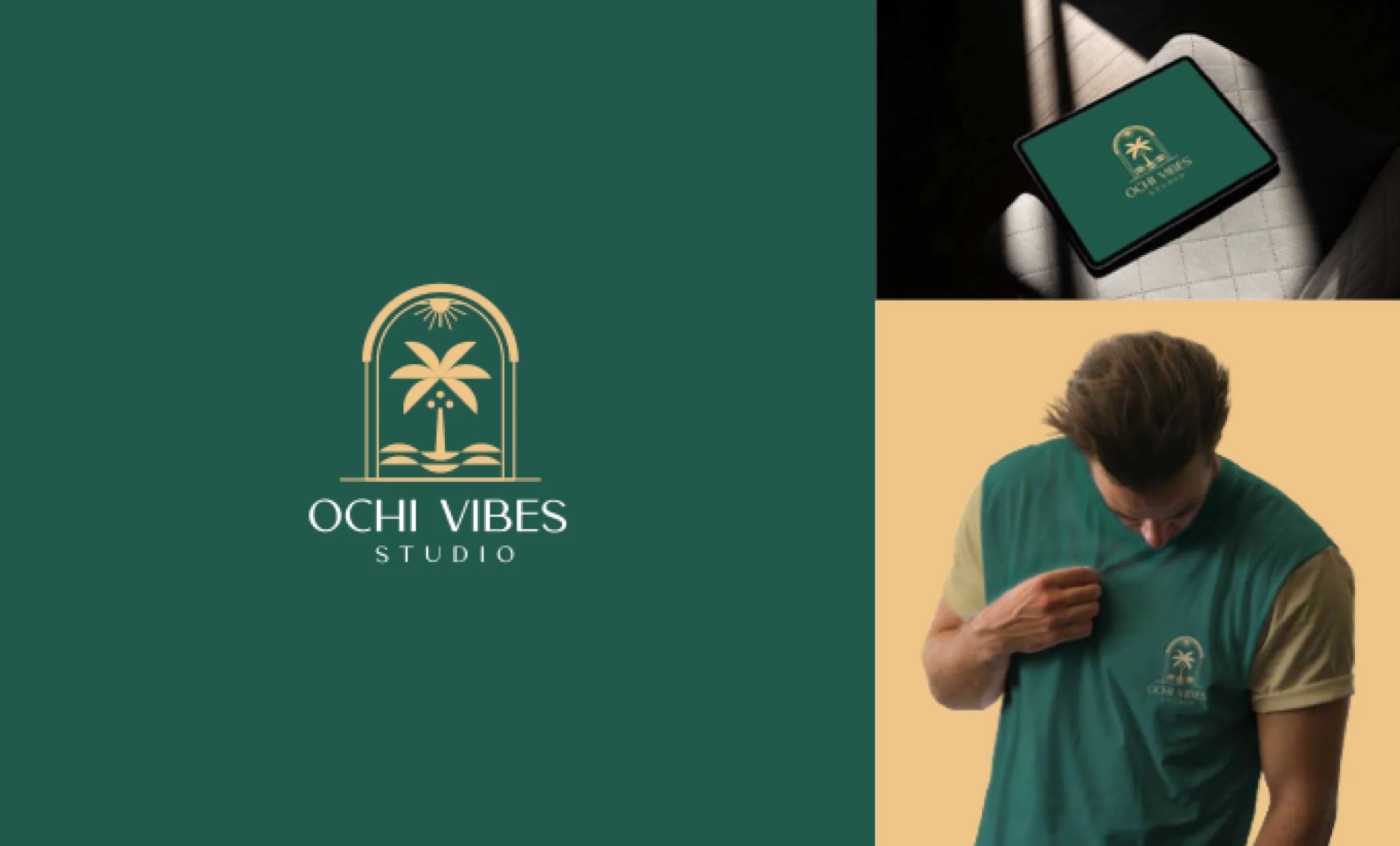 Ochi Vibes Studio logo, screen and shirt